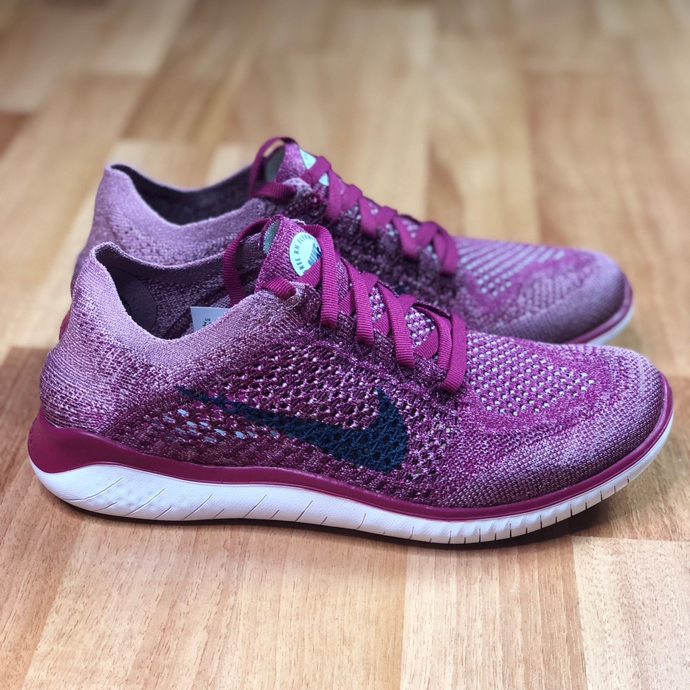 Nike Women's Maroon/Purple Knit Running Shoes with Black Swoosh - Picture 6 of 10